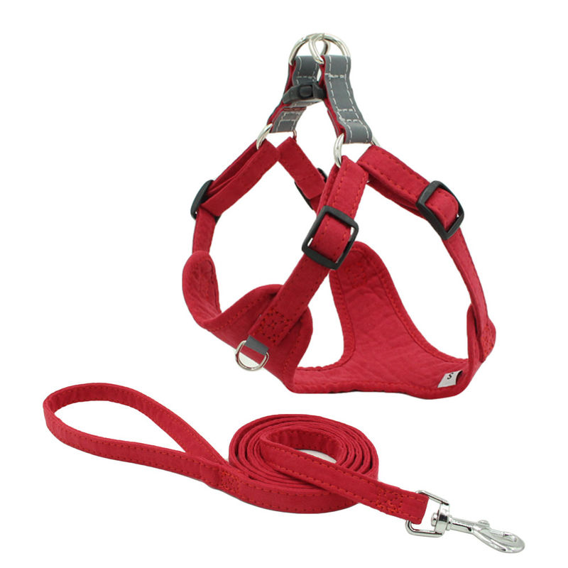 Kain Suede Reflektif Dada Anjing Kerah Leash Harness Set Easy Walk Dog Harness