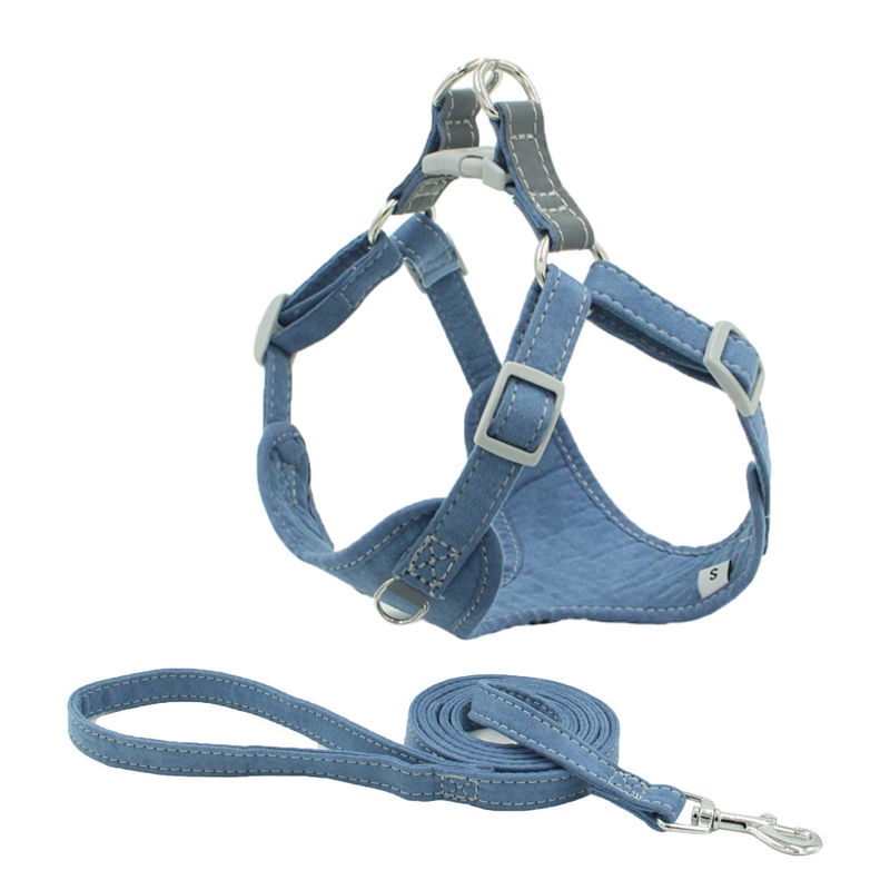 Kain Suede Reflektif Dada Anjing Kerah Leash Harness Set Easy Walk Dog Harness