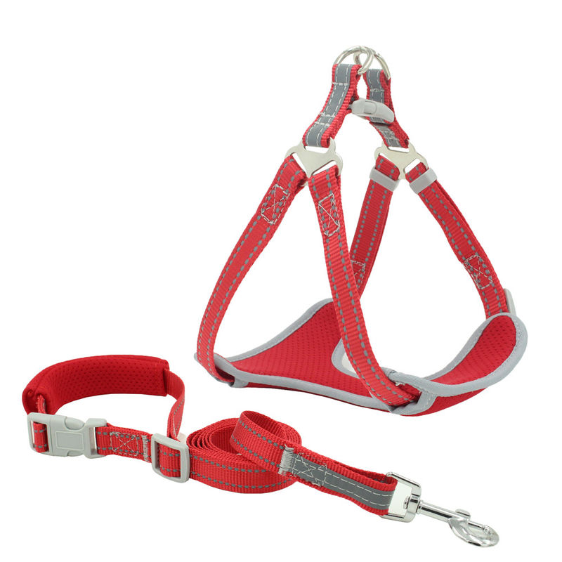 Bernapas Mesh Reflektif Leash Dan Collar set Tali Dada Traksi Set Anjing Kerah Dan Tali Kit