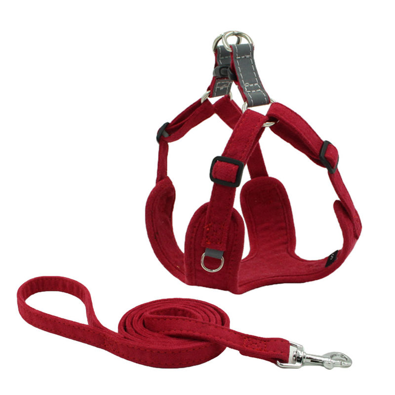 Suede Reflektif Anjing dan Tali Kit Traksi Sesuai dengan Tali Anjing Harness Ledakan-Bukti Anjing Tali Set Rompi Harness