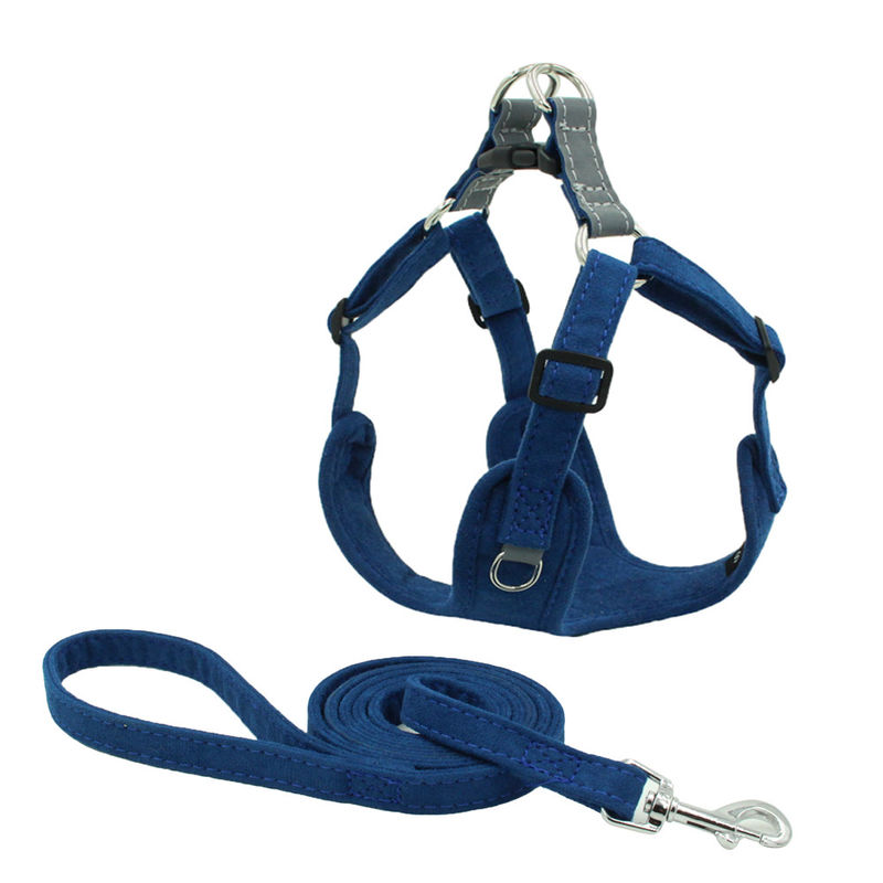 Suede Reflektif Anjing dan Tali Kit Traksi Sesuai dengan Tali Anjing Harness Ledakan-Bukti Anjing Tali Set Rompi Harness