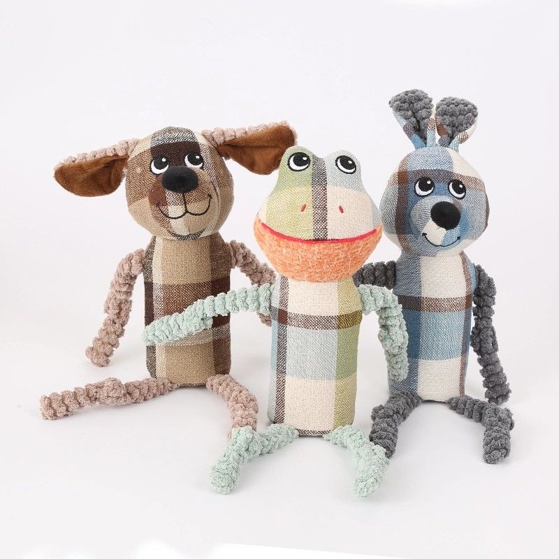 Kanvas Squeaky Dog Pet Mainan Tahan Gigitan Dengan Tabung Suara Molar Puppy Tumbuh Gigi Mainan 70g