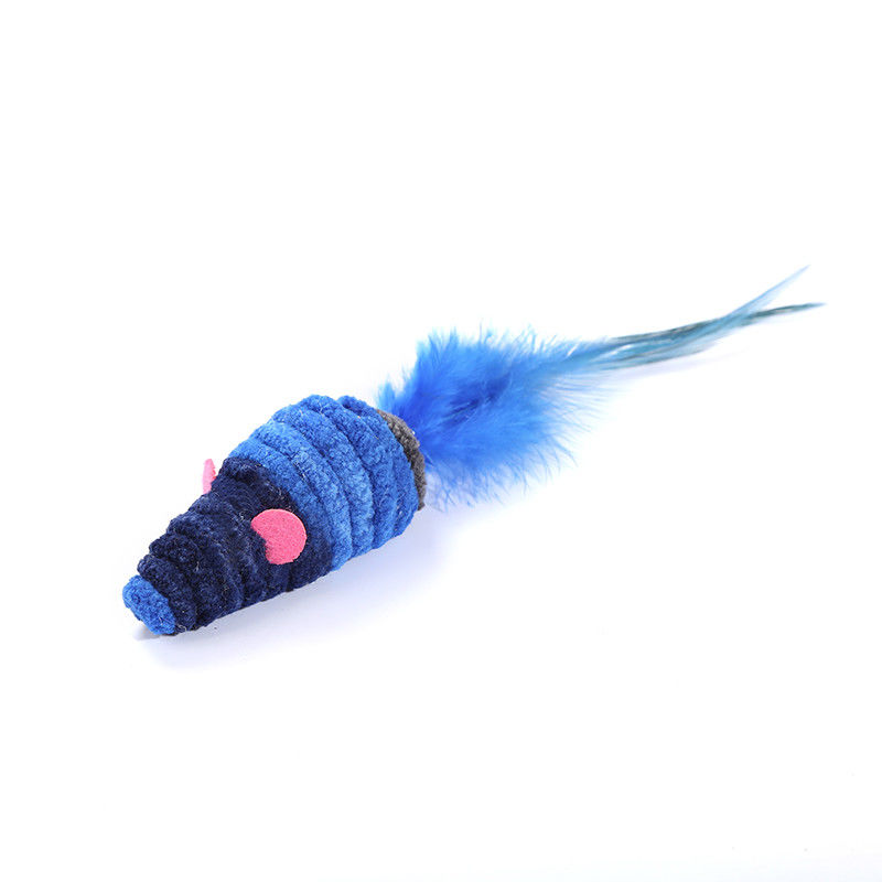 Self Excited Cat Pet Toys Dark Blue Feather Mouse Cat Toy Anti Depresi