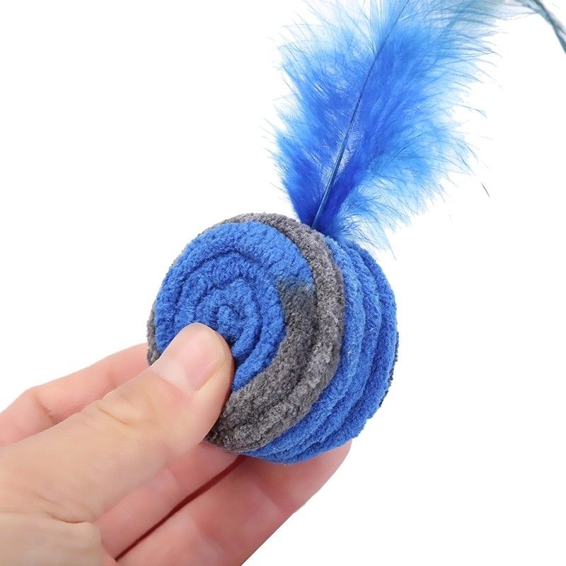 Self Excited Cat Pet Toys Dark Blue Feather Mouse Cat Toy Anti Depresi