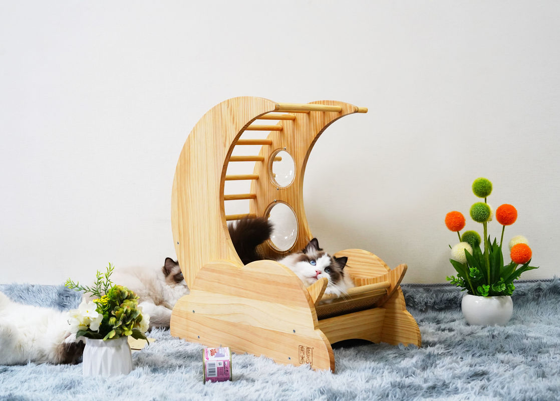 Hallupet Cat Scratcher House Pet Condo Cat Kayu Tempat Tidur Rumah Pohon