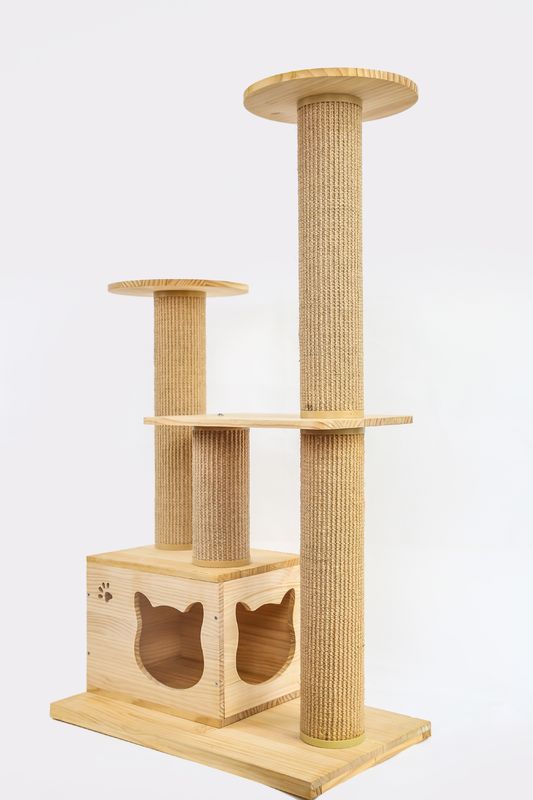 OEM &amp; ODM Mewah Kayu Kucing Memanjat Pohon Furniture Tangga Keselamatan Pet Rise Bed
