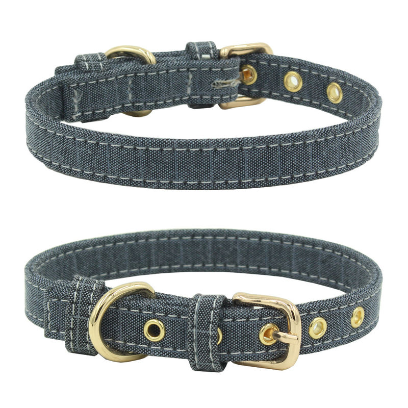 Kustom Double Layer Jahit Kanvas Dog Collar Leash Harness Set Tahan Lama