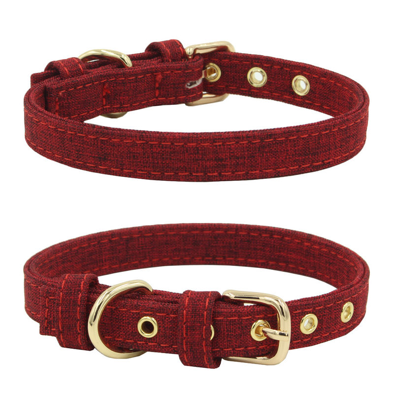 Kustom Double Layer Jahit Kanvas Dog Collar Leash Harness Set Tahan Lama