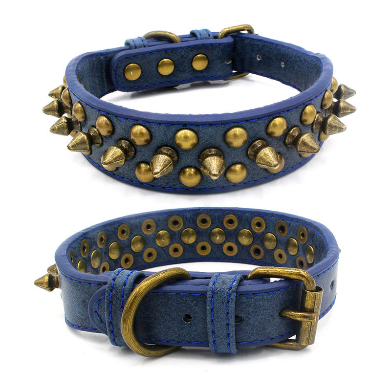 Profesional Personalized Retro Sofa Kulit PU Padat Tahan Lama Rivet Gentility Kerah anjing pria