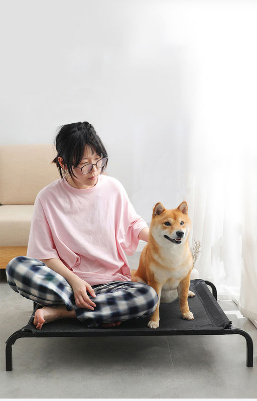Tabung Baja Ukuran Besar Lipat Tempat Tidur Hewan Peliharaan yang Nyaman Tempat tidur anjing yang ditinggikan Dengan Bantal Mewah yang Menebal