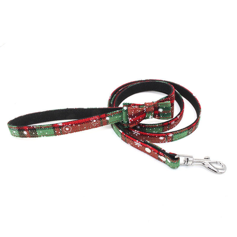 Hot Sale Populer Natal Bow Tie harness Rope Dog Leash Collar Set