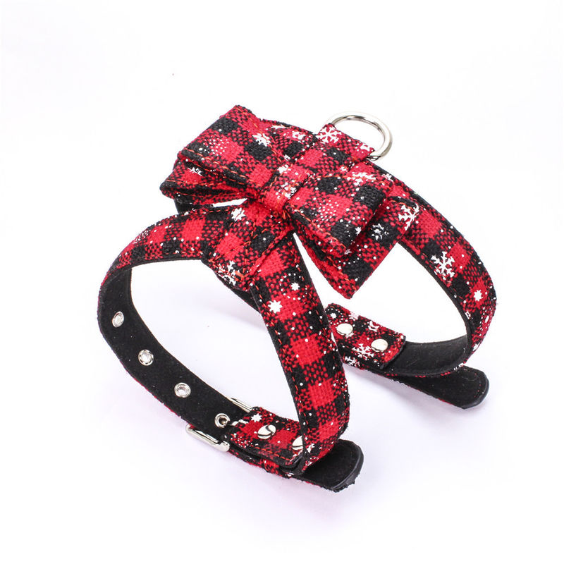 Hot Sale Populer Natal Bow Tie harness Rope Dog Leash Collar Set