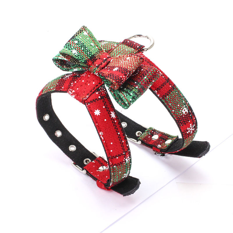 Hot Sale Populer Natal Bow Tie harness Rope Dog Leash Collar Set