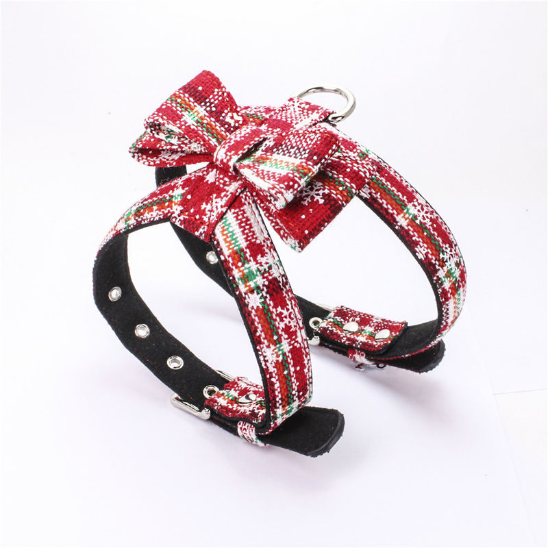 Hot Sale Populer Natal Bow Tie harness Rope Dog Leash Collar Set