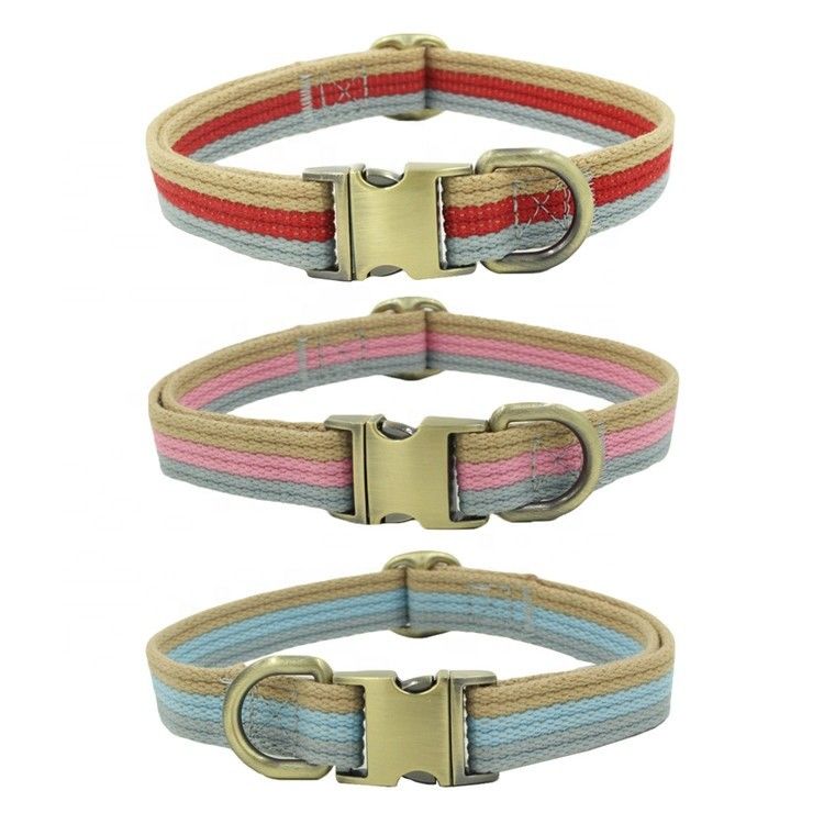 Engraved Bronze Alloy Buckle Rope Dog Leash 3 Warna Anyaman Kerah Dan Set Tali