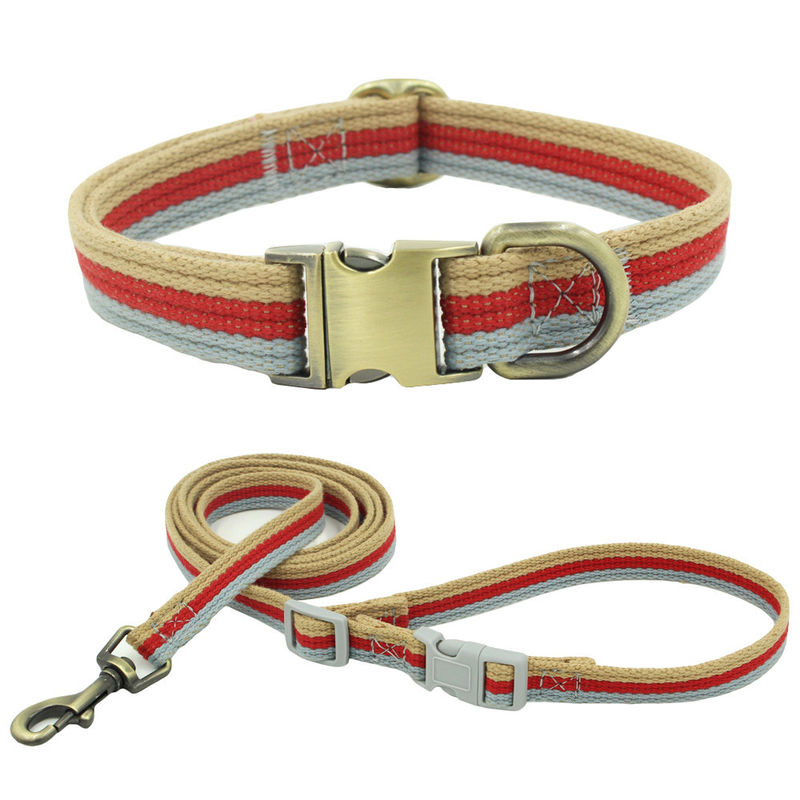 Engraved Bronze Alloy Buckle Rope Dog Leash 3 Warna Anyaman Kerah Dan Set Tali