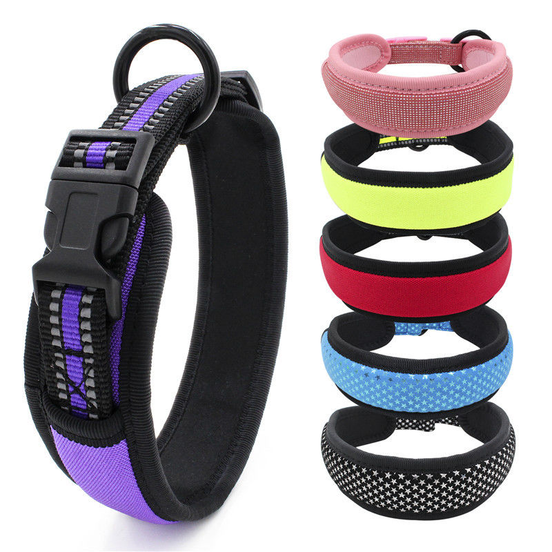 Neoprene Lapisan Anjing Kerah Leash Set Anyaman Reflektif Rilis Cepat Gesper Kerah dengan Tali Traksi Set Tali Anjing