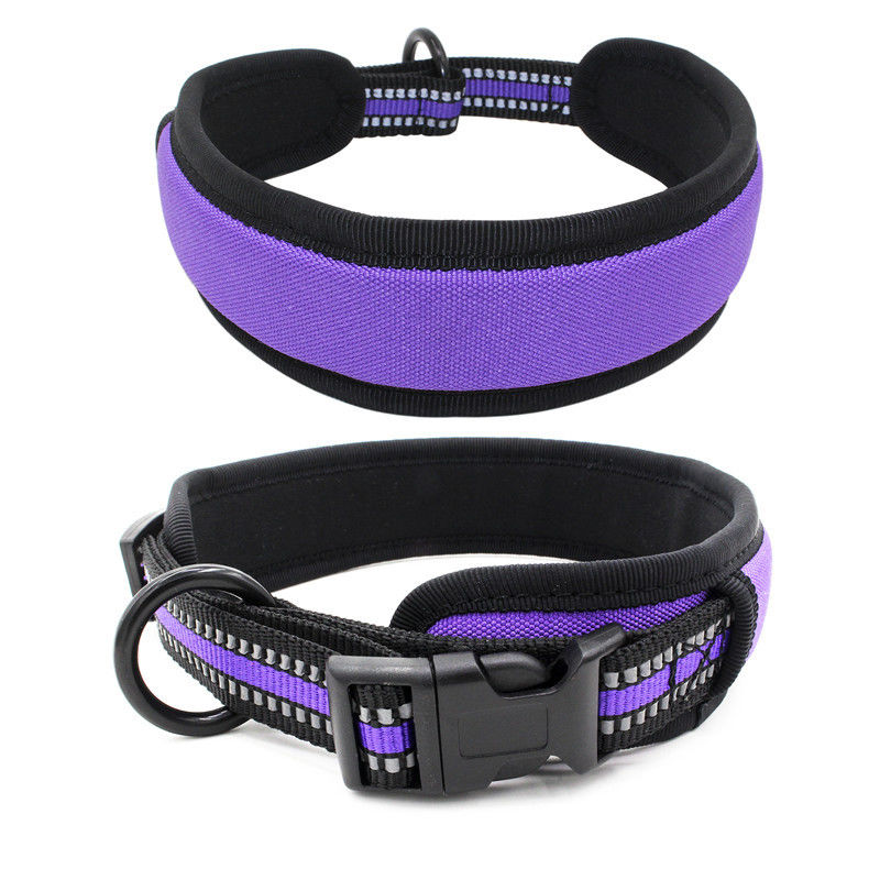 Neoprene Lapisan Anjing Kerah Leash Set Anyaman Reflektif Rilis Cepat Gesper Kerah dengan Tali Traksi Set Tali Anjing