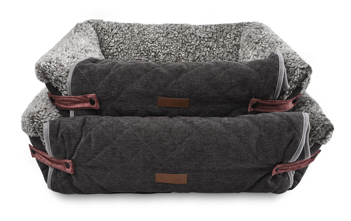 Flip Cover Tempat Tidur Hewan Peliharaan Nyaman Dilepas Bantal Sofa Anjing Abu-abu Dengan Mat Yang Dapat Dilepas