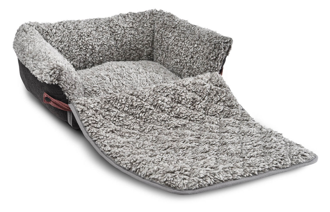 Flip Cover Tempat Tidur Hewan Peliharaan Nyaman Dilepas Bantal Sofa Anjing Abu-abu Dengan Mat Yang Dapat Dilepas