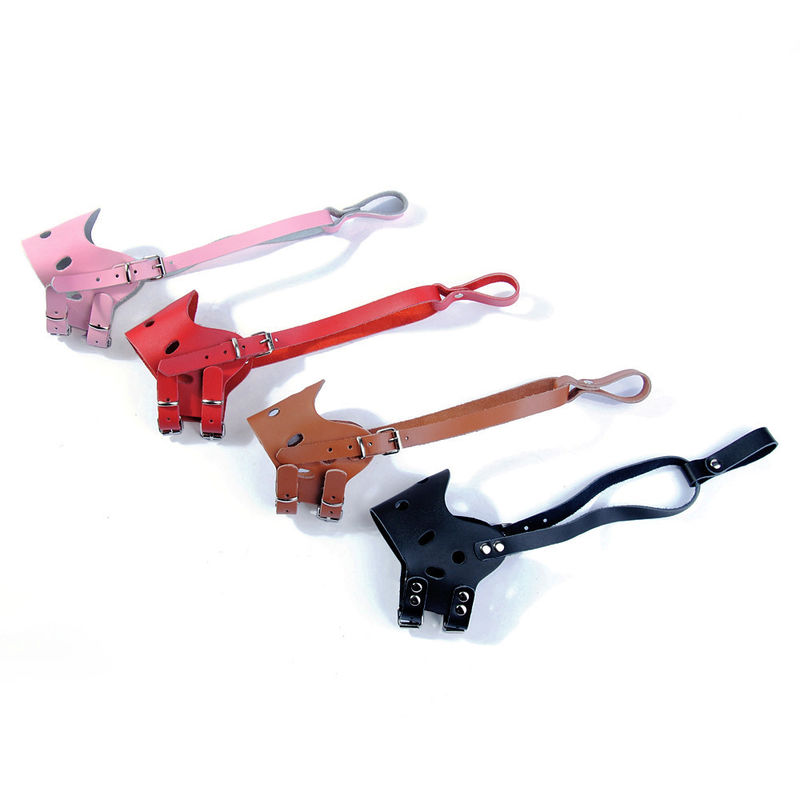 Kulit Anjing Moncong Anti Menggigit Collar Leash Harness Set Penutup Mulut Anjing Untuk Berhenti Menggonggong
