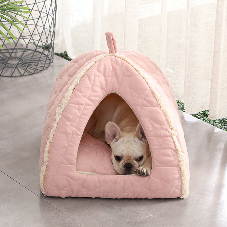 Tenda Hewan Peliharaan Mewah Dengan Tikar Dapat Dilepas Ritsleting Tempat Tidur Anjing Dengan Kandang Rumah Kucing Igloo Bawah Non Slip