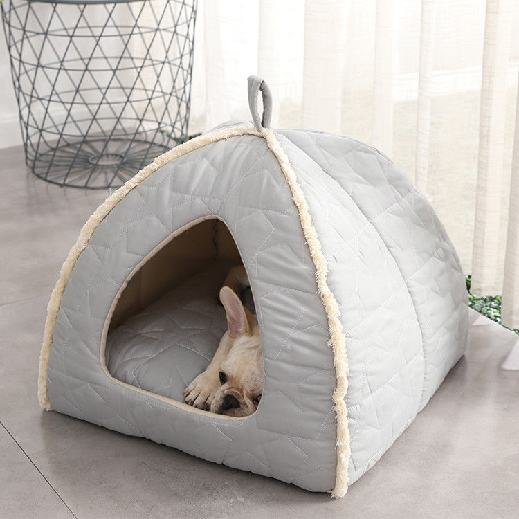 Tenda Hewan Peliharaan Mewah Dengan Tikar Dapat Dilepas Ritsleting Tempat Tidur Anjing Dengan Kandang Rumah Kucing Igloo Bawah Non Slip