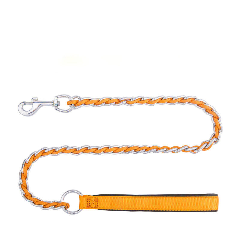 Chew Proof Stainless Steel Collar Leash Harness Set Pelatihan Tali Anjing dengan Pegangan Lembut