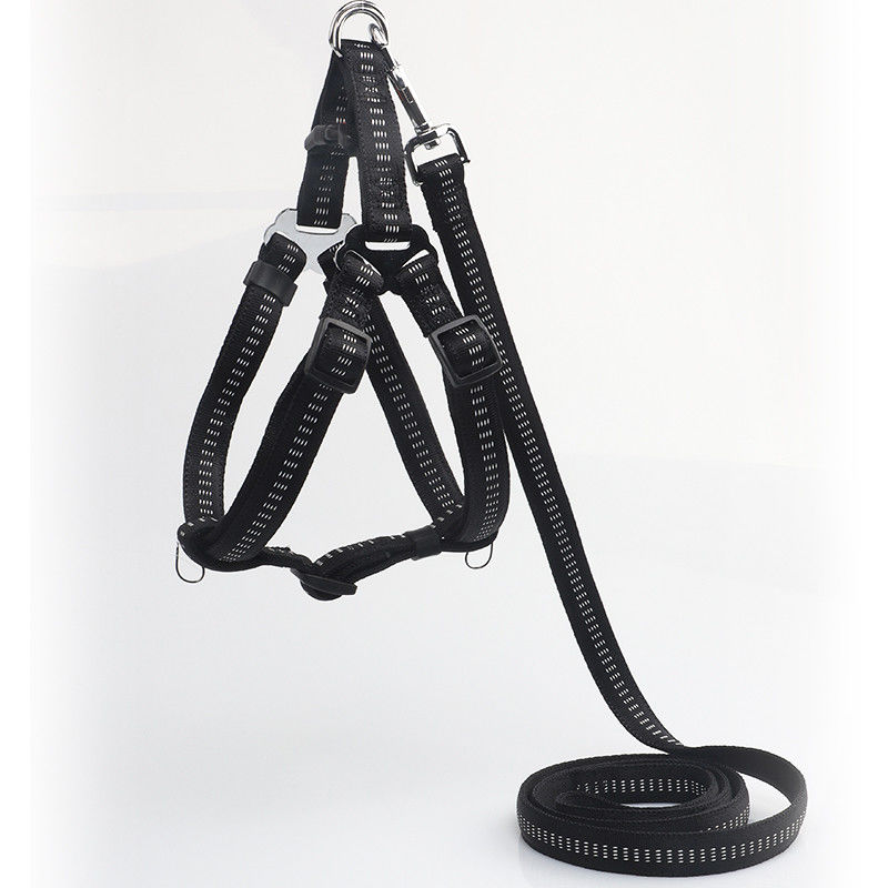 Tidak Ada Tarik Penyerap Non Slip Nylon Anjing Reflektif Adjustable Harness Leash Collar Set