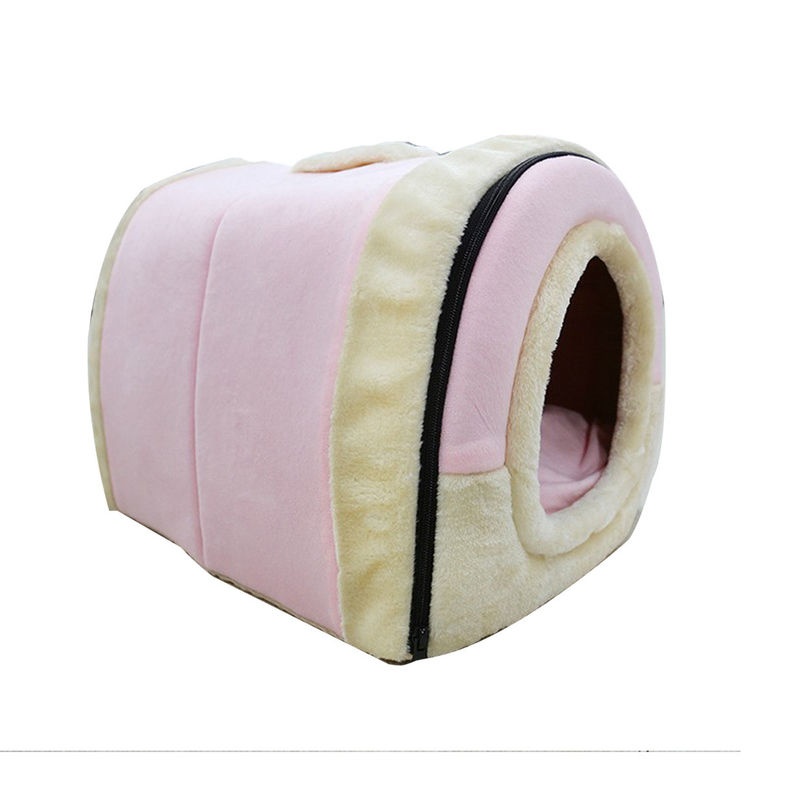 Crystal Velvet 2 In 1 Lipat Cave Pet Sleeping Bed Pemanasan Sendiri Bentuk Rumah tempat tidur nyaman kucing