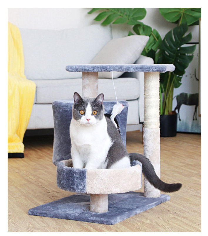 Menara Pendaki Kucing Kayu Kondo Multi Level Sisal Pos Goresan Kucing Besar