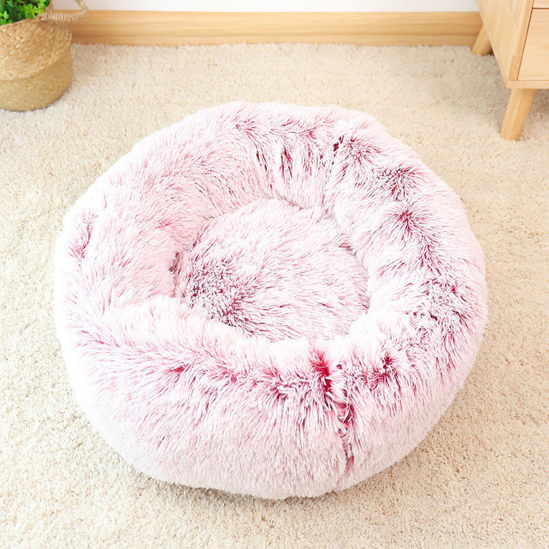 Kualitas Tinggi Hangat Mewah Tempat Tidur Hewan Peliharaan Mewah Ultra Lembut Berbulu Donat Cuddler Kucing Anjing Sarang Bulu Imitasi Anjing Menenangkan Tempat Tidur