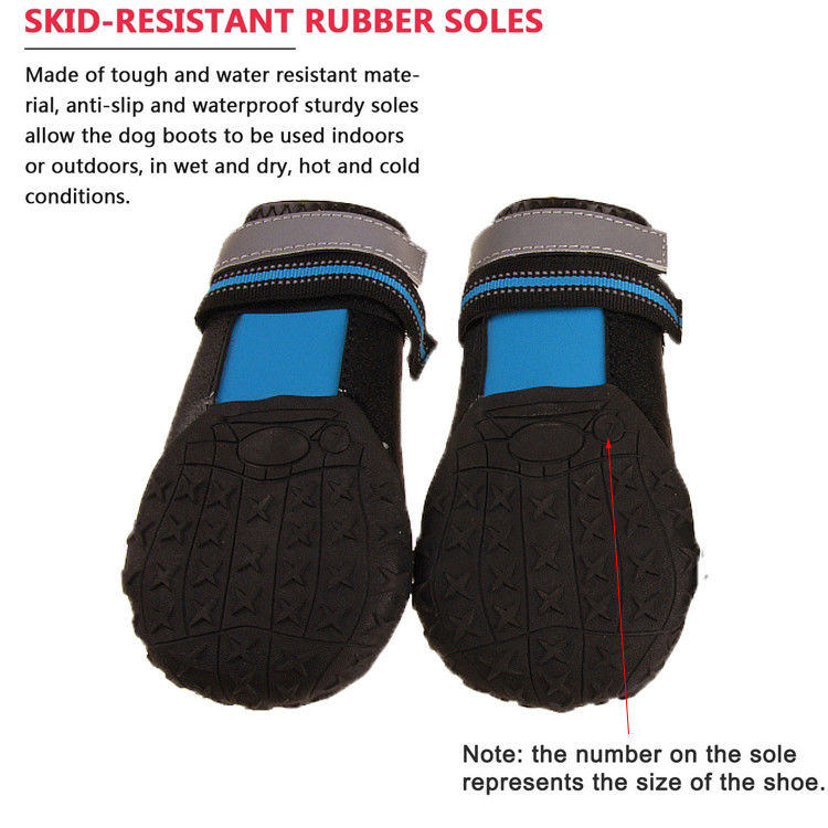 Opp Bag Dog Walking Boots Untuk Anjing Dengan Strip Reflektif Kasar Anti Slip Sole