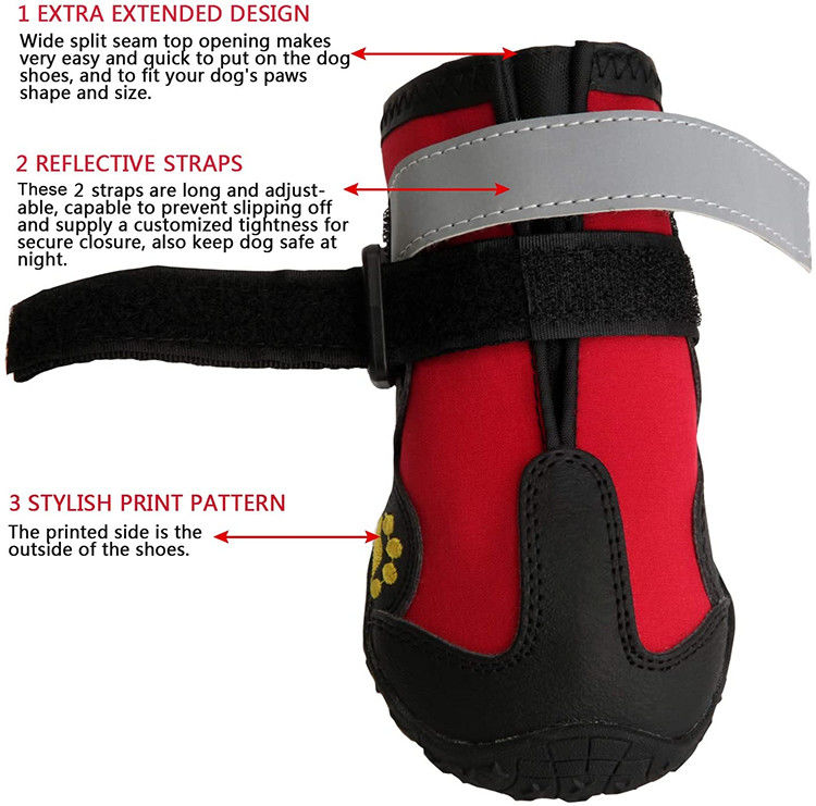 Opp Bag Dog Walking Boots Untuk Anjing Dengan Strip Reflektif Kasar Anti Slip Sole