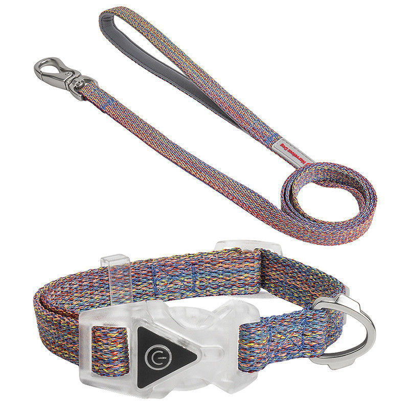 Led Dog Pet Collars Leash Set Adjustable Dekoratif Tali Nilon Tali Anjing Tali Anjing Reflektif