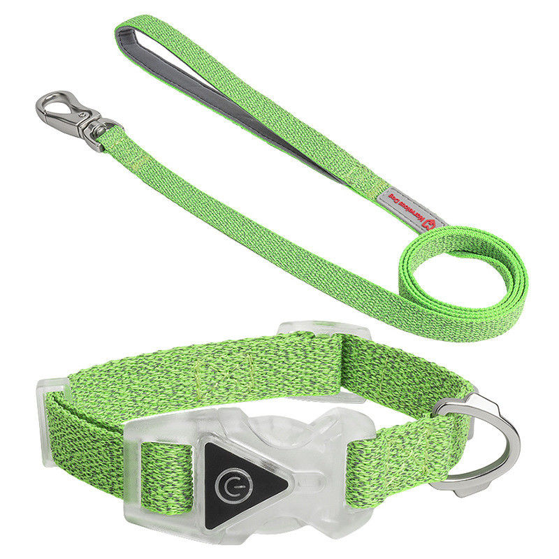 Led Dog Pet Collars Leash Set Adjustable Dekoratif Tali Nilon Tali Anjing Tali Anjing Reflektif