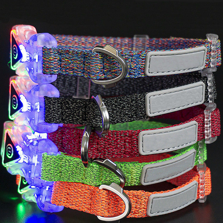 Led Dog Pet Collars Leash Set Adjustable Dekoratif Tali Nilon Tali Anjing Tali Anjing Reflektif