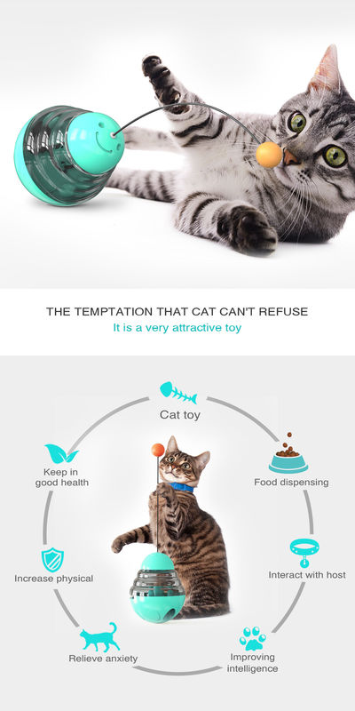 2 In 1 Interactive Cat Slow Feeder Ball Dilepas Tumbler Berbentuk Pet Treat Ball
