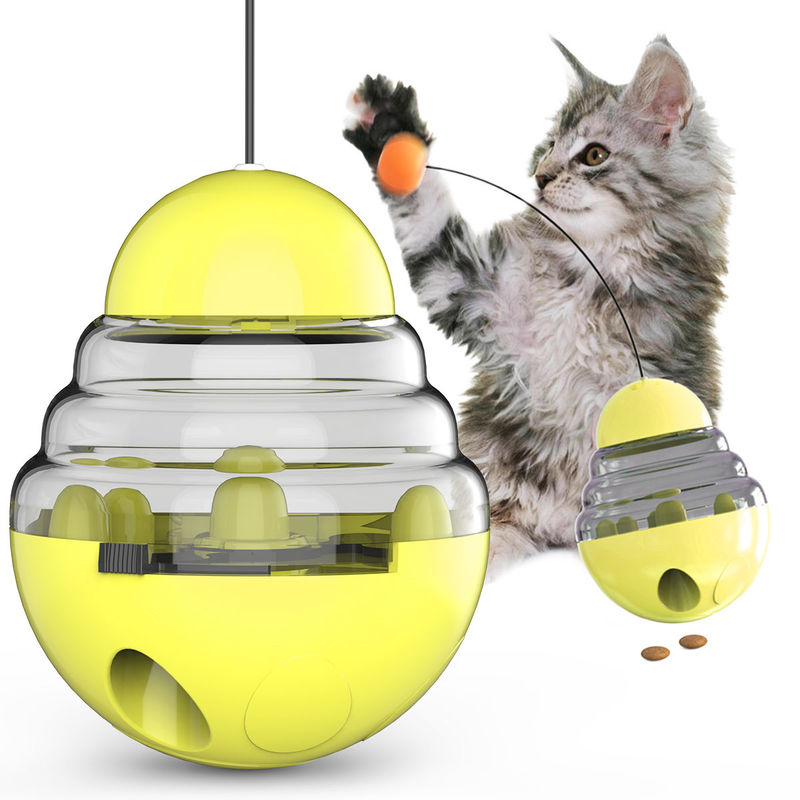 2 In 1 Interactive Cat Slow Feeder Ball Dilepas Tumbler Berbentuk Pet Treat Ball