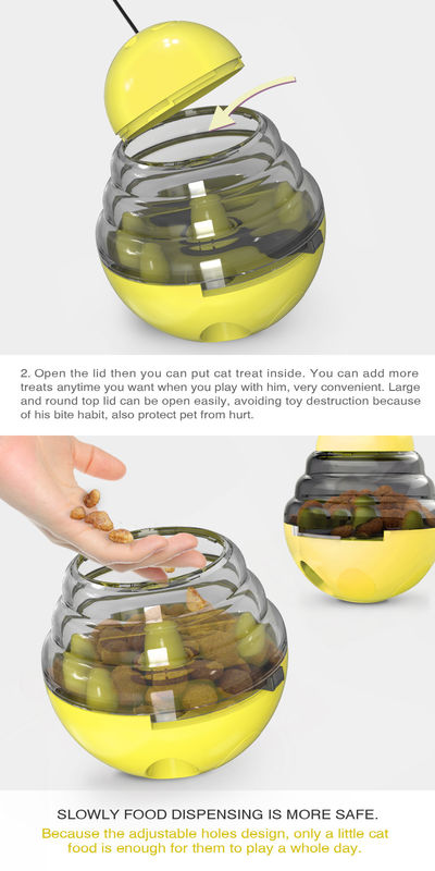 2 In 1 Interactive Cat Slow Feeder Ball Dilepas Tumbler Berbentuk Pet Treat Ball