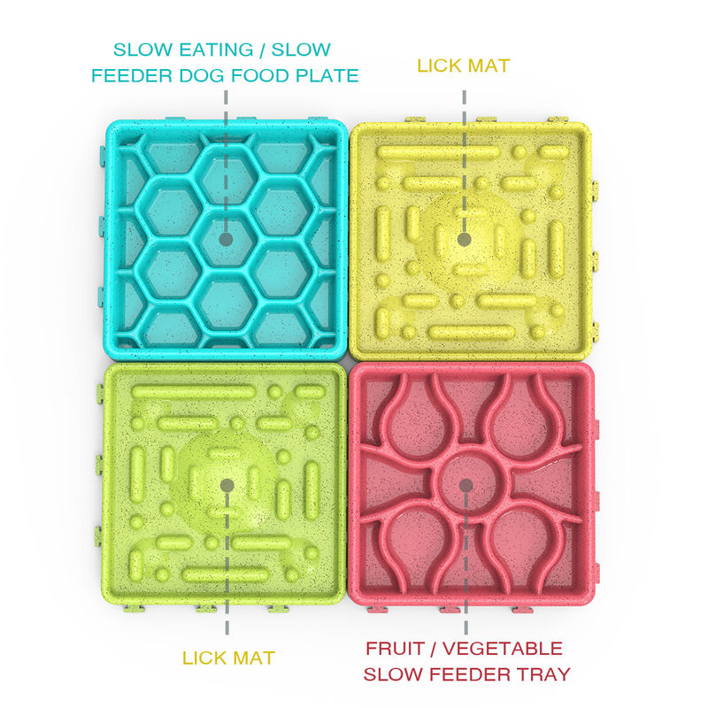 4 In 1 Silicone Fun Interactive Slow Pet Water Dan Dispenser Makanan Mangkuk Makanan Anjing Jilat Mat
