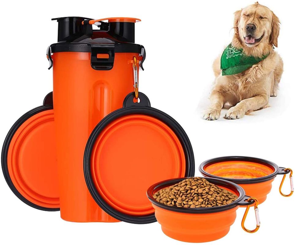 2 Botol Mangkuk Air Perjalanan Anjing yang Dapat Dilipat Untuk Botol Air Hewan Peliharaan Portabel Luar Ruangan 12oz