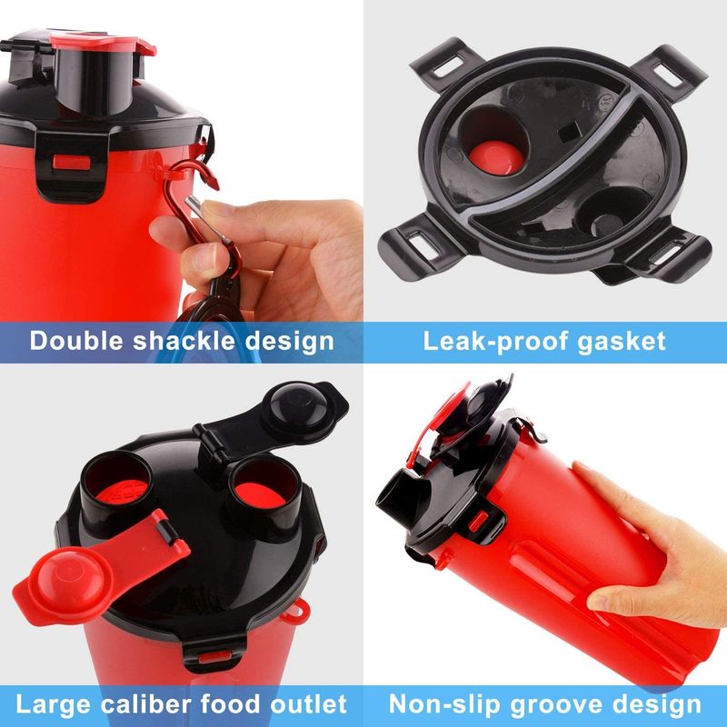 2 in 1 350ml Botol Makanan Air Anjing Peliharaan Mangkuk yang Dapat Dilipat dengan Carabiner