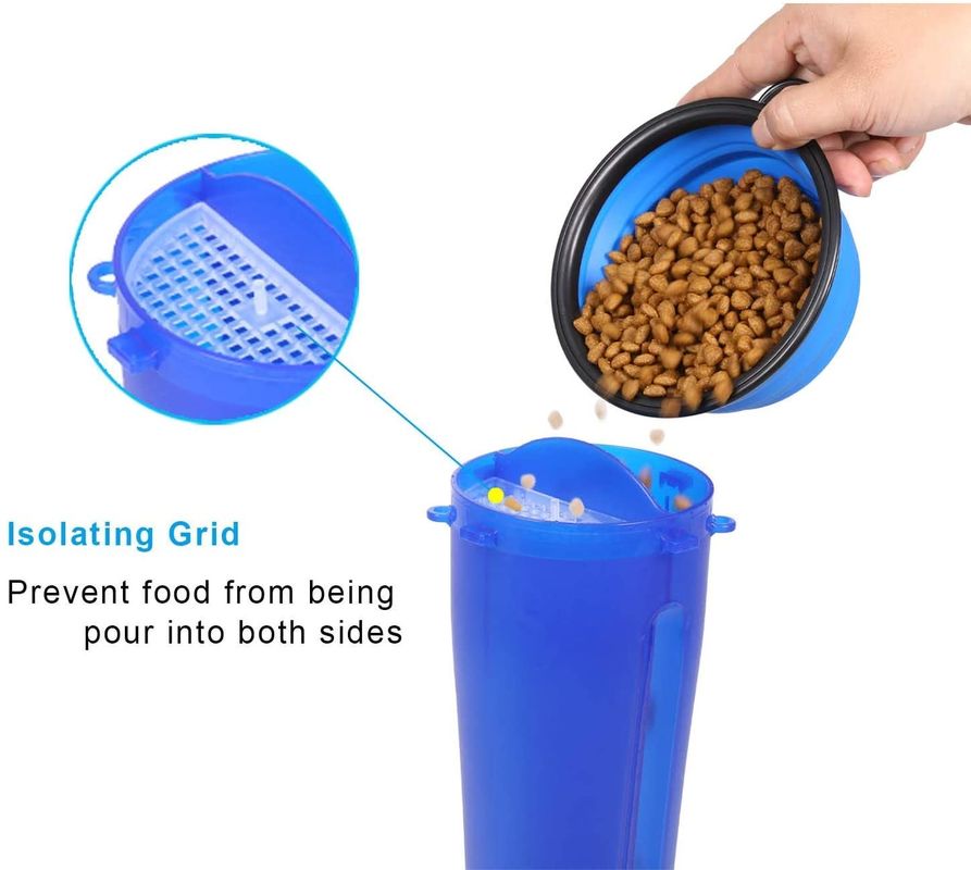 OEM ODM Makanan Portabel 2 In 1 Botol Air Anjing dengan Mangkuk Anjing yang Dapat Dilipat