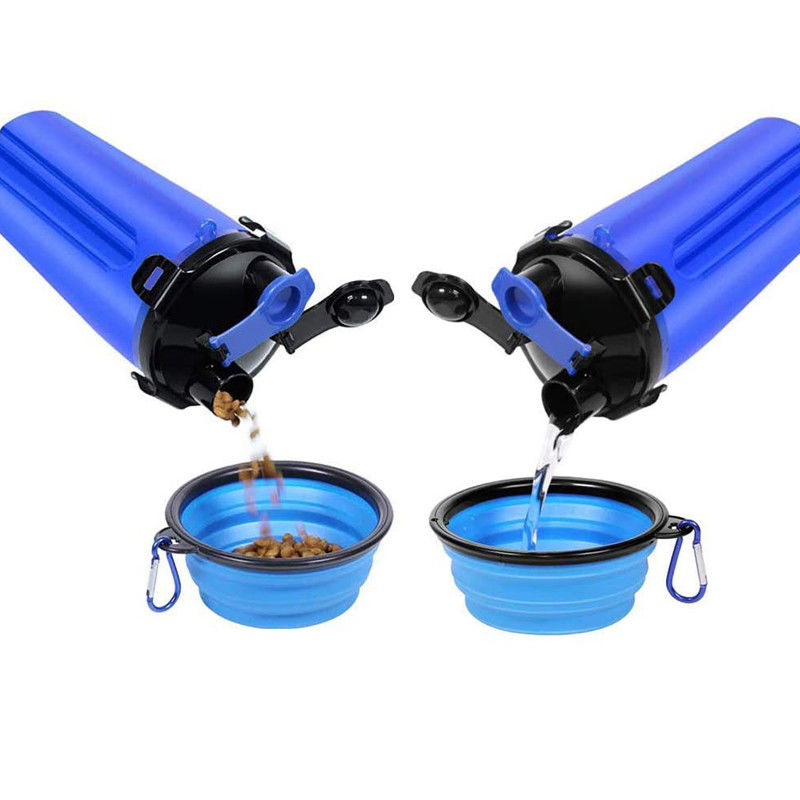 Perjalanan Portabel 2 In 1 Botol Air Anjing 12oz Untuk Hewan Peliharaan Makanan &amp; Air Luar Ruangan