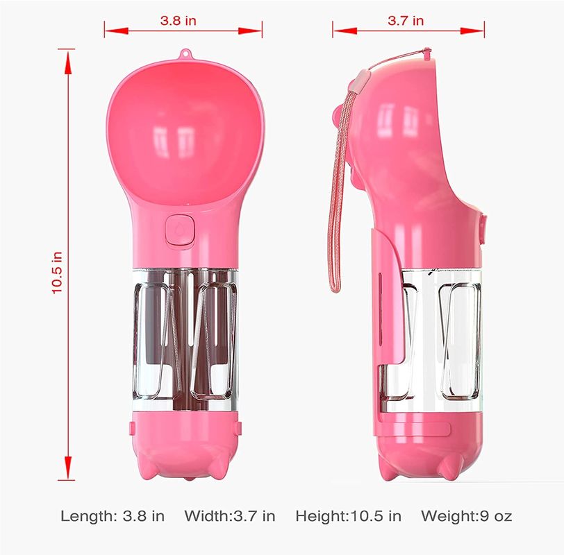 300ML Perjalanan 2 In 1 Botol Minum Botol Air Anjing Portabel Dengan Tombol Kunci