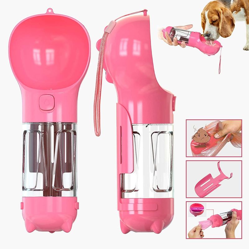 300ML Perjalanan 2 In 1 Botol Minum Botol Air Anjing Portabel Dengan Tombol Kunci
