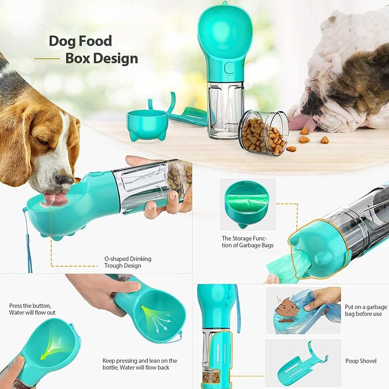 Botol Air Mangkuk Anjing Anti Bocor Biru Ringan Dengan Fungsi Minum Dan Makan