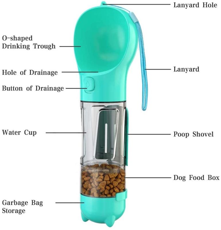 Mutifungsional 4 In 1 Botol Air Anak Anjing Portabel 300ML Untuk Berjalan Dan Bepergian