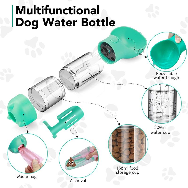 Mutifungsional 4 In 1 Botol Air Anak Anjing Portabel 300ML Untuk Berjalan Dan Bepergian